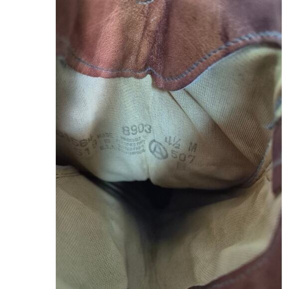 Acme Vintage Brown/Tan Leather Cowgirl Boots Sz 4 1/2 Knee High Top Stitching - Picture 8 of 8